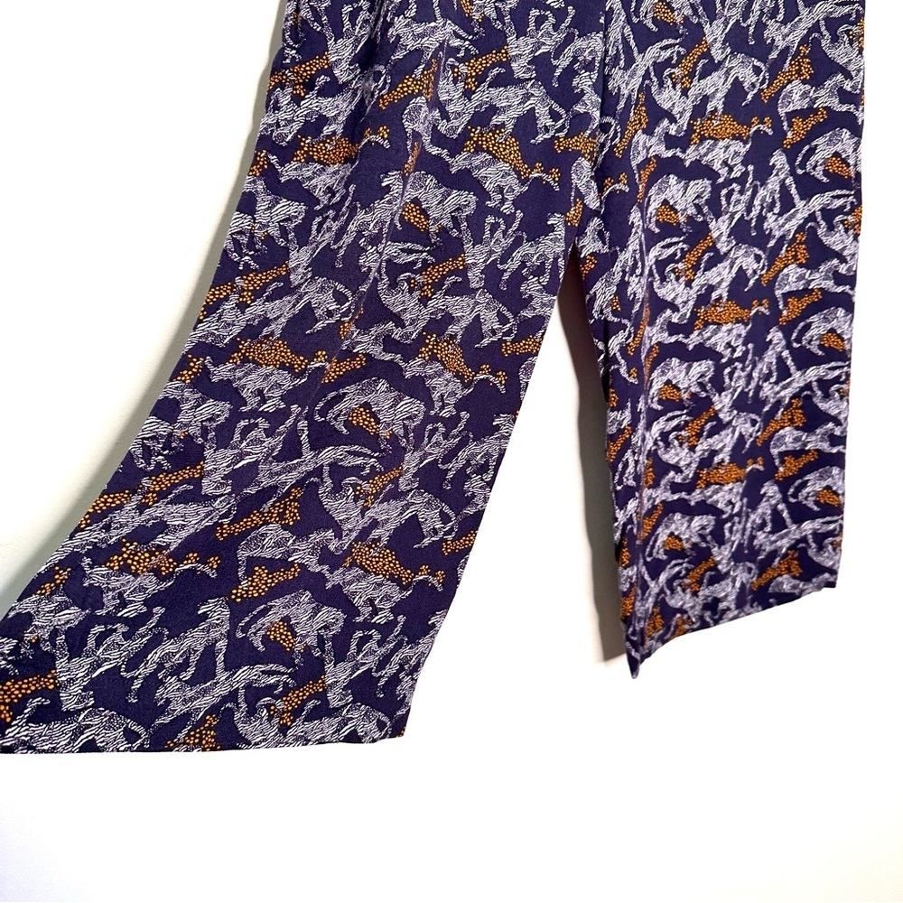 Xhilaration | Navy Animal Print Tiger Pull On Wide Leg Crop Pants Size Medium - Picture 3 of 7